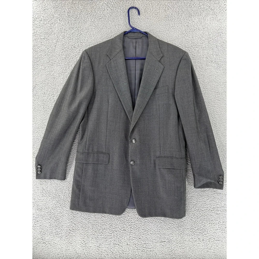 Hickey Freeman‎ Mens Gray Tasmanian Wool Blazer Sport Coat Two Button Jacket 42L